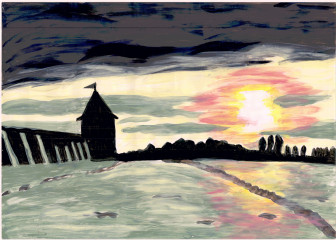 Цюра Нина Николаевна «Свиточная башня, вид с южной (западной) стороны» 63 года